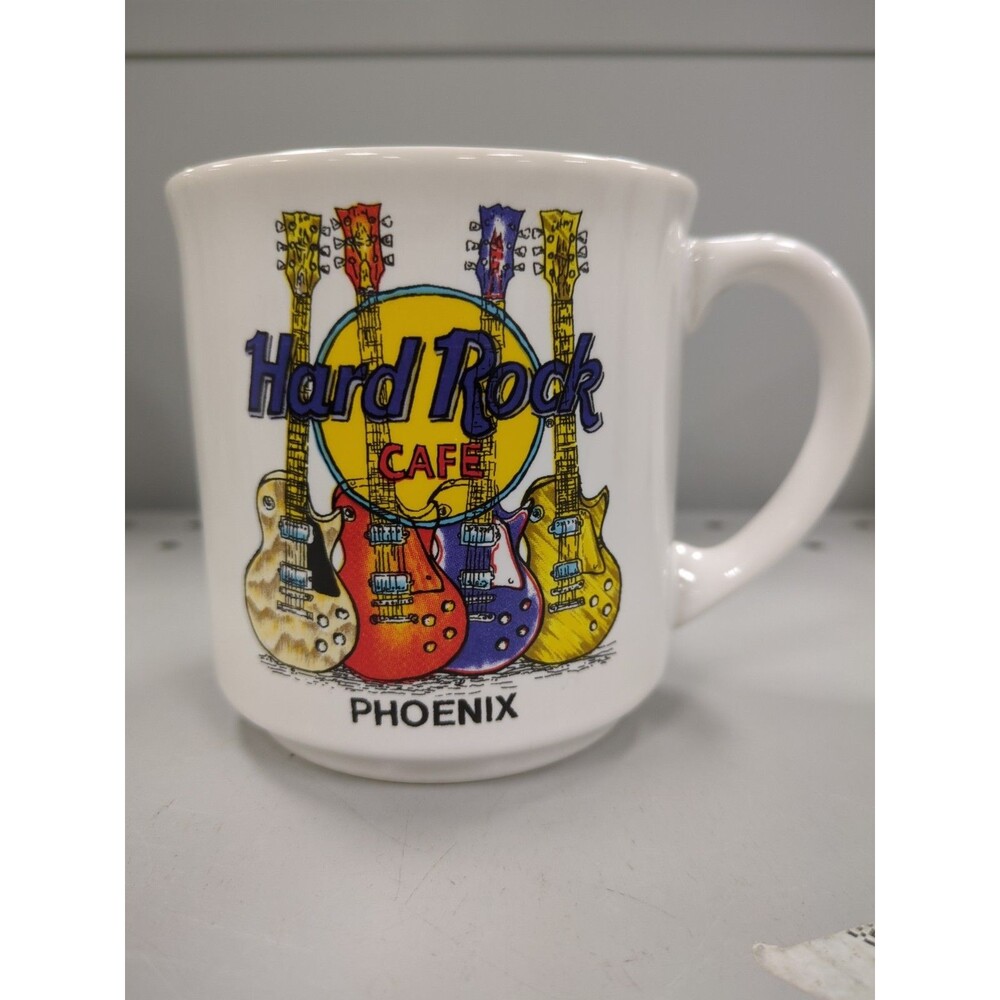 Hard Rock Cafe Phoenix Coffee Mug White Novelty Guitars 12 oz